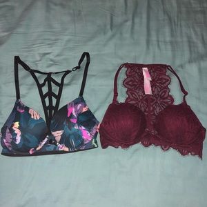 Set of 2 PINK VS racer back push up bras!